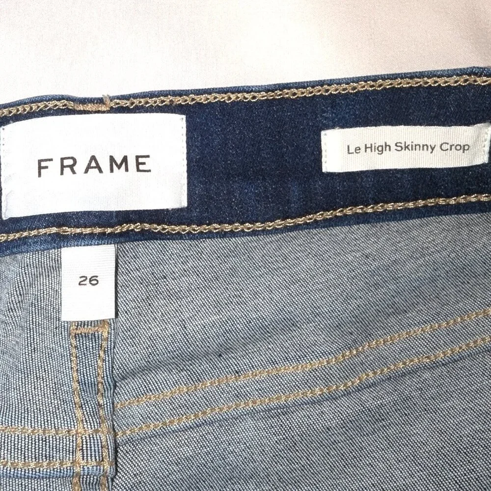 Frame | Le High Skinny Crop Jeans Sanctuary Dark Wash | Size 26 - Picture 6 of 13